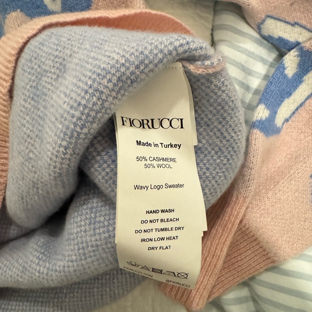 Fiorucci pink and blue wavy logo crew neck jumper - Picture 6 of 6